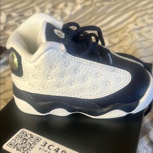 Kids Jordan Navy and White Sneakers